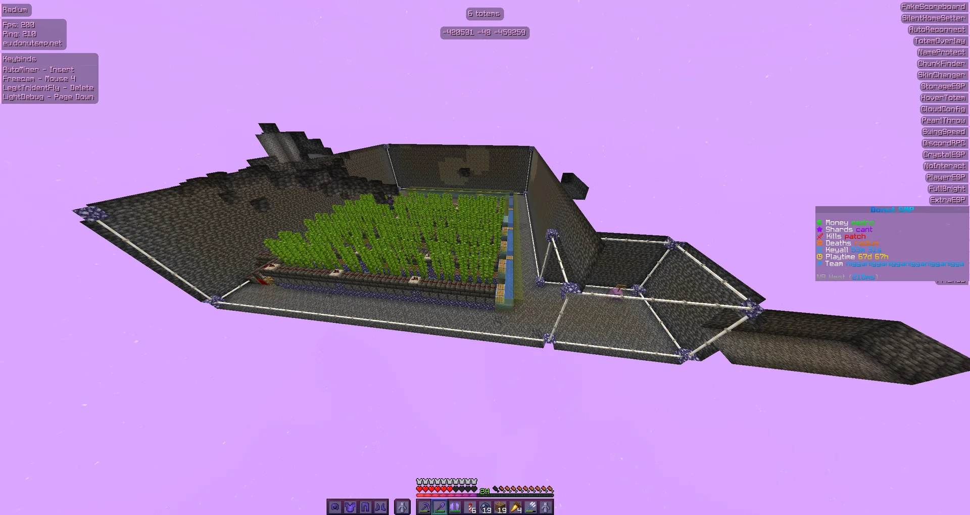 Secret DonutSMP base revealed by Aura Client StorageESP module